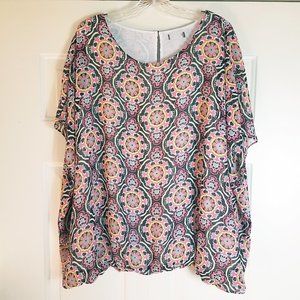 Women's Semi Sheer Flower Power Hearts Surround Top Shirt & Tank Top Set